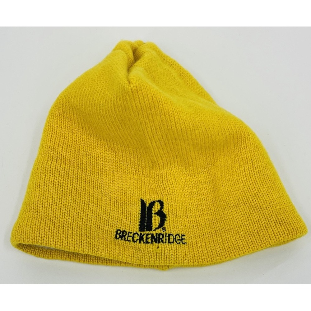 Vintage Merkley Headgear Yellow Beanie Wool Knit Breckenridge Hat Fleece Lined